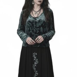 Vintage Rabbit Rabbit Rabbit Velvet Devoré Top Green Whimsygoth Size 14